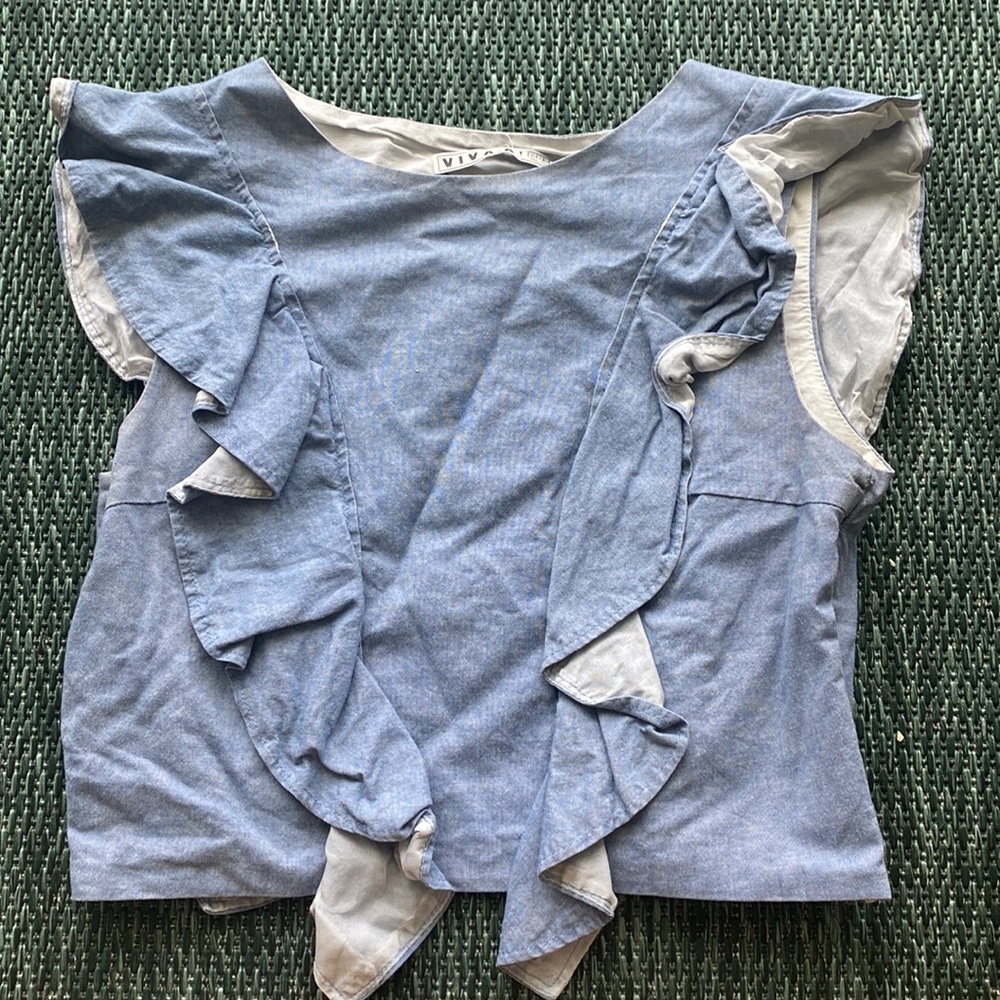 Viva Aviva Magnolia Crop Top Cotton Chambray Top XS